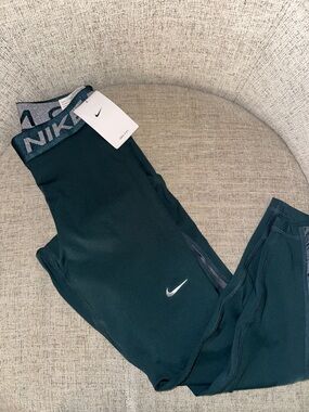 Nike Dark Teal Athletic Leggings with Reflective Swoosh